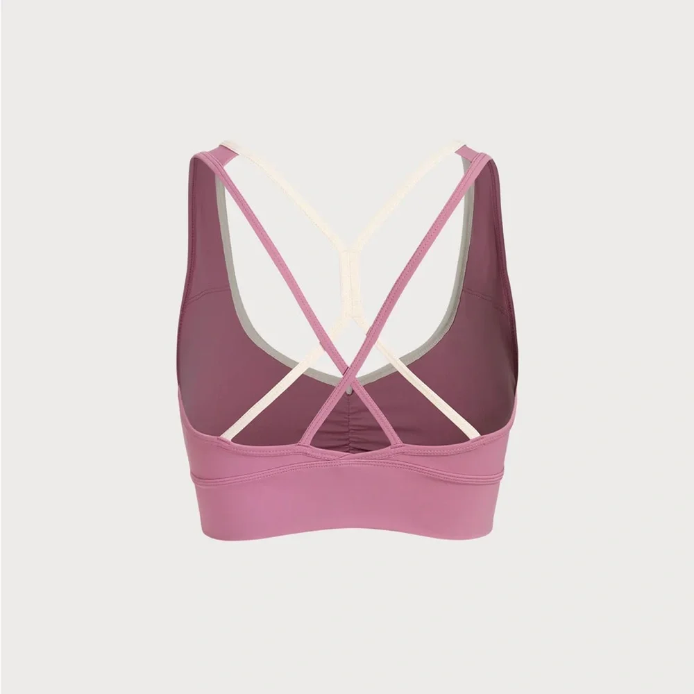 Berlook Activewear Pink V Neck X Cross Sports Bra